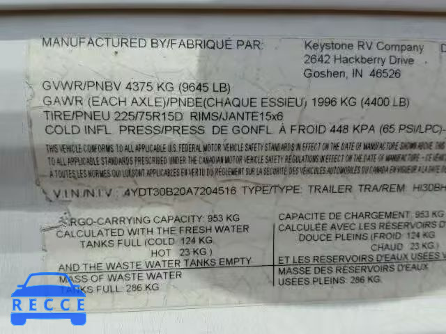 2010 KEYSTONE HIDEOUT 4YDT30B20A7204516 Bild 9