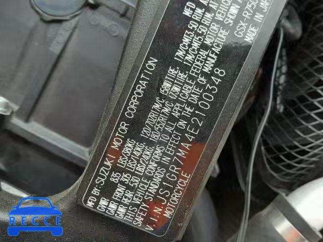 2014 SUZUKI GSX-R750 JS1GR7MA4E2100348 image 9