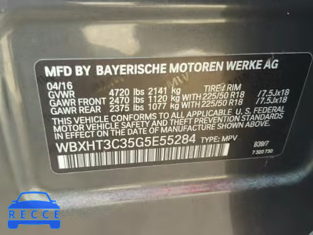 2016 BMW X1 WBXHT3C35G5E55284 зображення 9