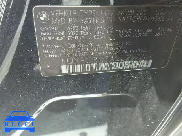 2012 BMW X6 5UXFG8C54CLZ97209 image 9