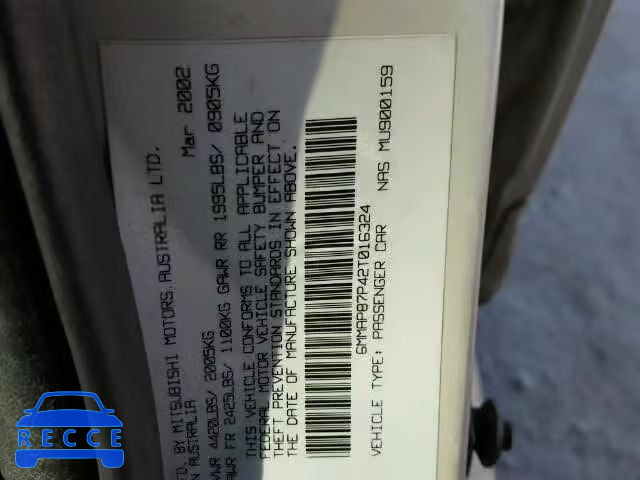 2002 MITSUBISHI DIAMANTE 6MMAP87P42T016324 Bild 9