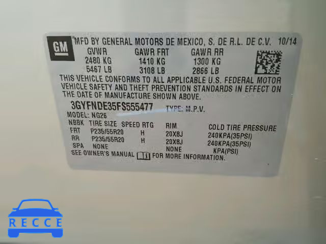 2015 CADILLAC SRX PREMIU 3GYFNDE35FS555477 image 9