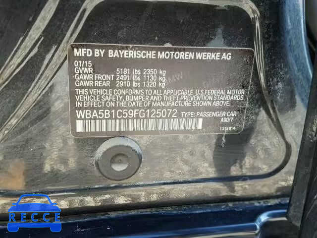 2015 BMW 535 WBA5B1C59FG125072 Bild 9