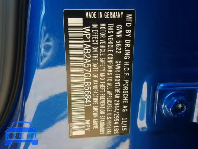 2016 PORSCHE MACAN WP1AB2A57GLB56841 зображення 9