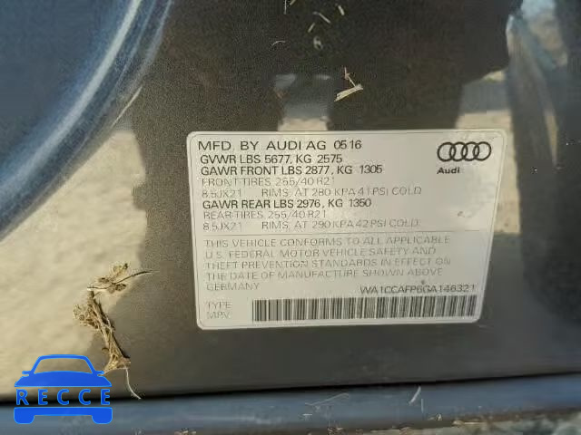 2016 AUDI SQ5 WA1CCAFP6GA146321 image 9