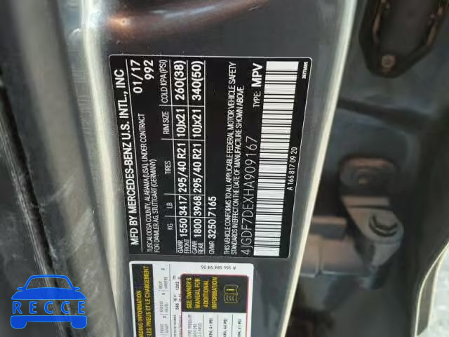2017 MERCEDES-BENZ GLS 4JGDF7DEXHA909167 image 9