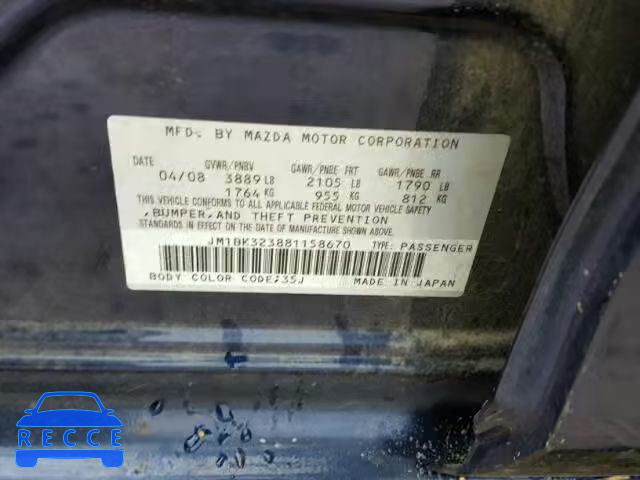 2008 MAZDA 3 S JM1BK323881158670 image 9