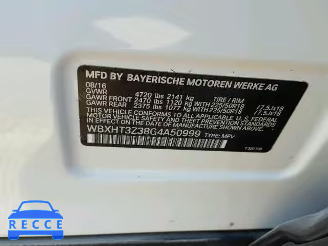 2016 BMW X1 WBXHT3Z38G4A50999 зображення 9