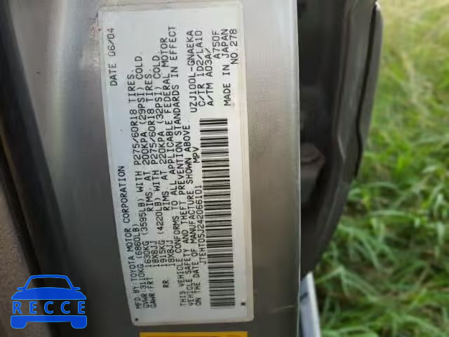 2004 TOYOTA LAND CRUIS JTEHT05J242066101 image 9