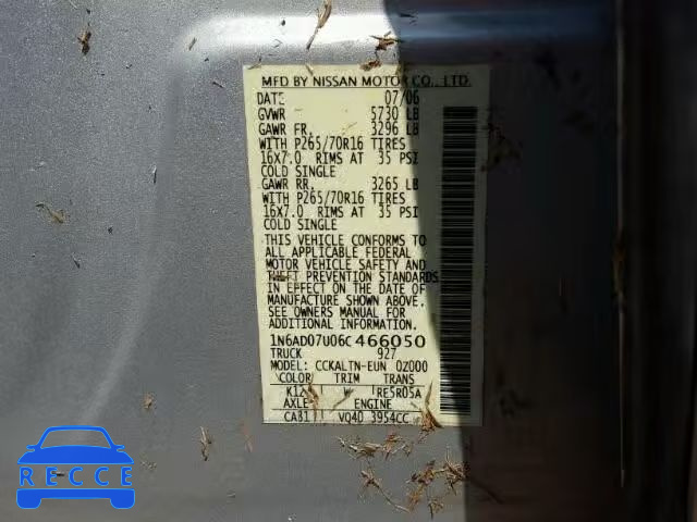 2006 NISSAN FRONTIER C 1N6AD07U06C466050 Bild 9