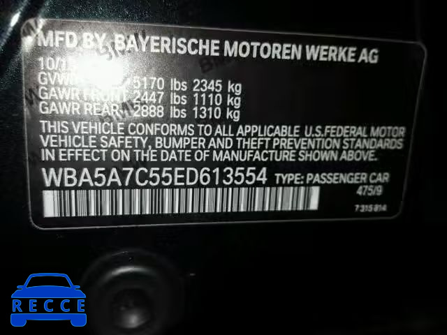 2014 BMW 528 WBA5A7C55ED613554 Bild 9