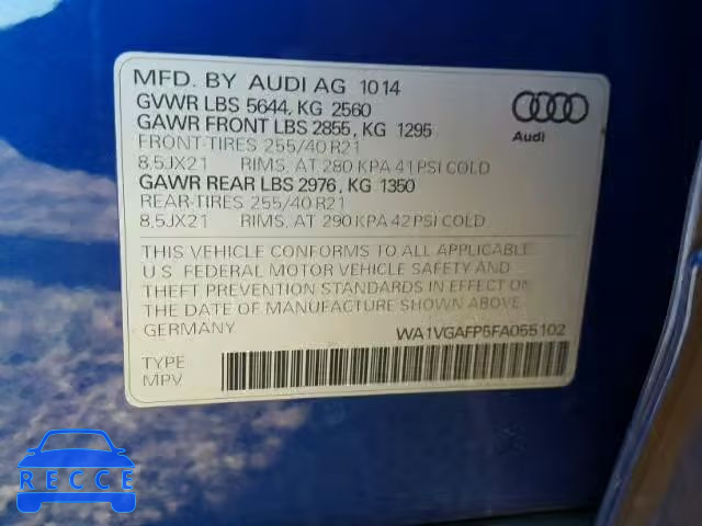 2015 AUDI SQ5 WA1VGAFP5FA055102 image 9