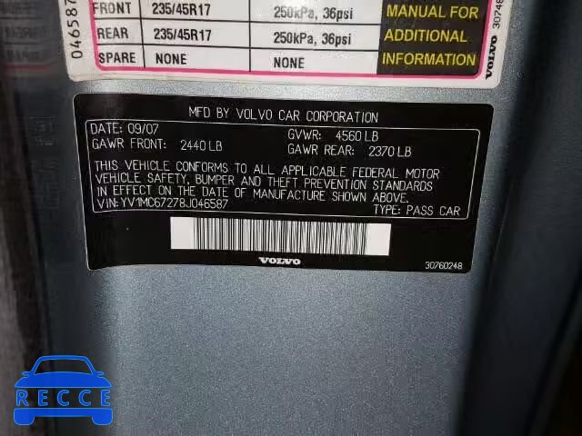 2008 VOLVO C70 YV1MC67278J046587 Bild 9