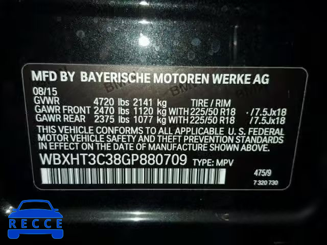 2016 BMW X1 WBXHT3C38GP880709 зображення 7
