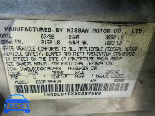 1999 NISSAN ALTIMA XE 1N4DL01DXXC267588 image 9