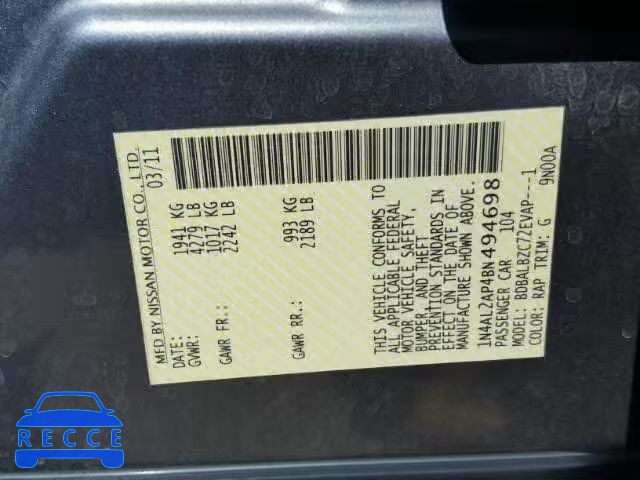 2011 NISSAN ALTIMA BAS 1N4AL2AP4BN494698 image 9
