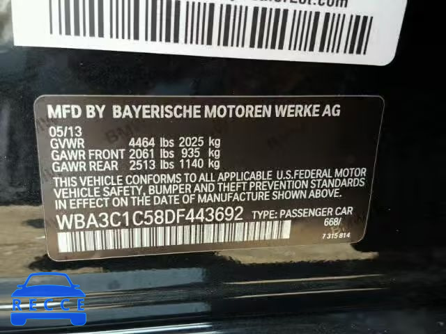 2013 BMW 328 I SULE WBA3C1C58DF443692 зображення 9