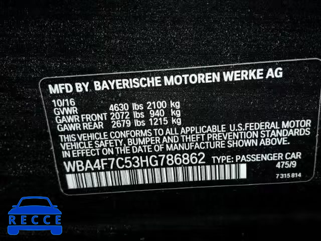 2017 BMW 430I WBA4F7C53HG786862 зображення 9