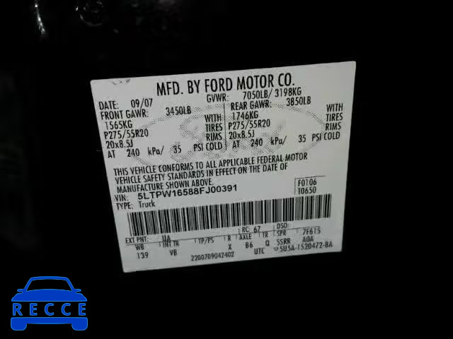 2008 LINCOLN MARK LT 5LTPW16588FJ00391 image 9