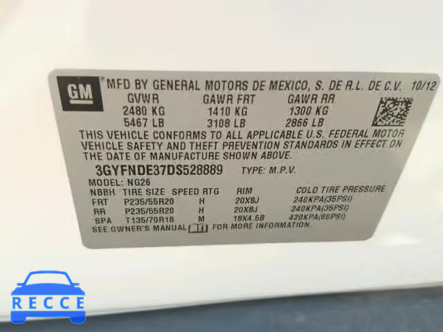 2013 CADILLAC SRX PERFOR 3GYFNDE37DS528889 image 9