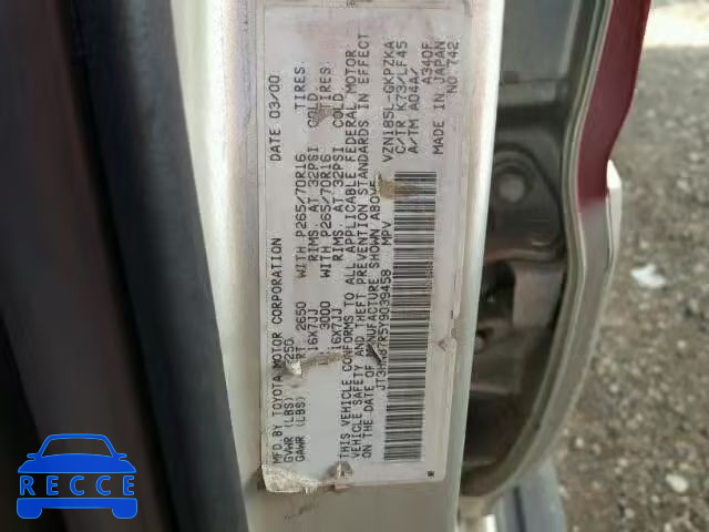 2000 TOYOTA 4RUNNER LI JT3HN87R5Y9039458 зображення 9