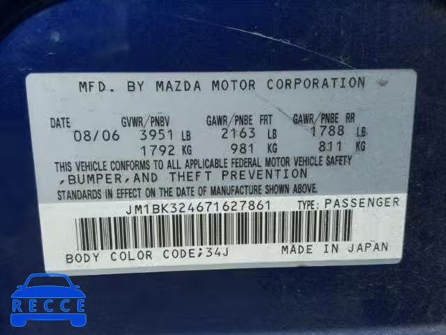 2007 MAZDA 3 S JM1BK324671627861 Bild 9