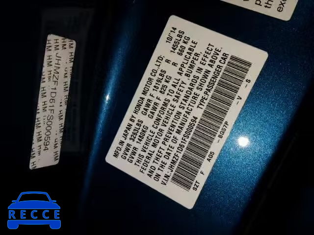 2015 HONDA CR-Z JHMZF1D61FS000594 image 9