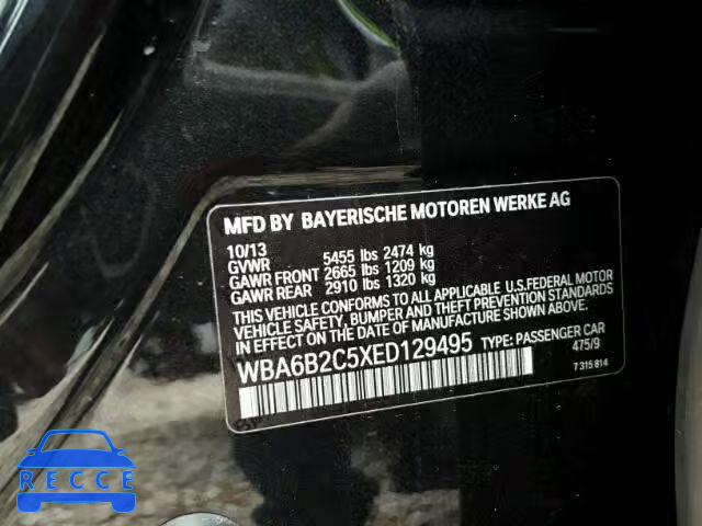 2014 BMW 650 I WBA6B2C5XED129495 image 9
