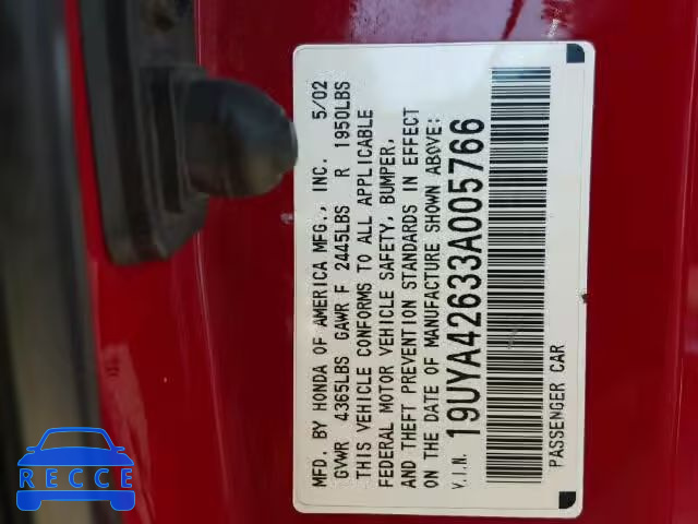 2003 ACURA 3.2CL TYPE 19UYA42633A005766 image 9