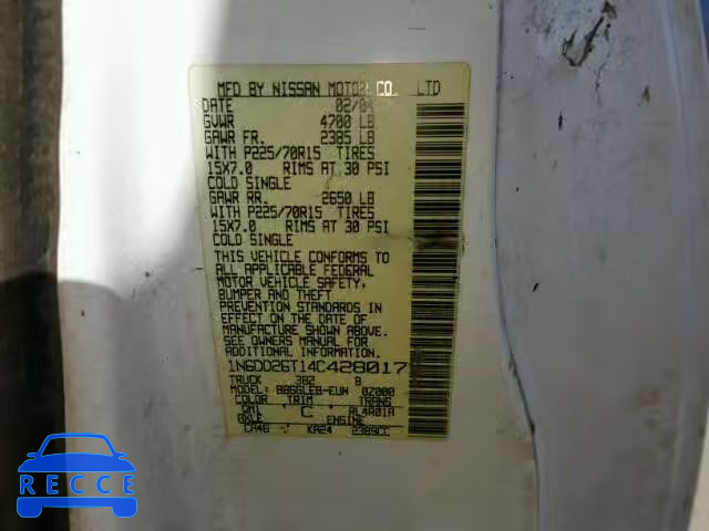 2004 NISSAN FRONTIER K 1N6DD26T14C428017 Bild 9