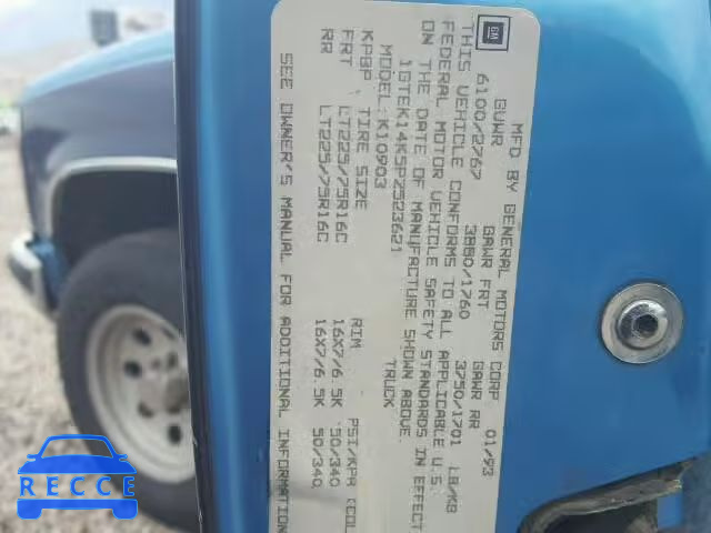 1993 GMC SIERRA 1GTEK14K5PZ523621 Bild 9