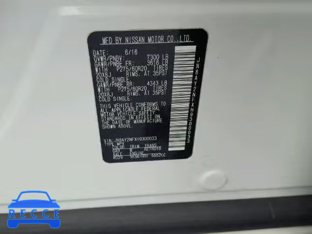 2017 NISSAN ARMADA PLA JN8AY2NFXH9300033 image 9