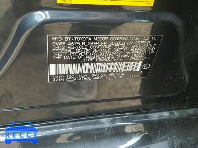 2010 LEXUS GS JTHBE1KS5A0049757 image 9