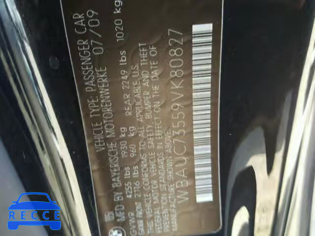 2009 BMW 135 I WBAUC73559VK80827 image 9