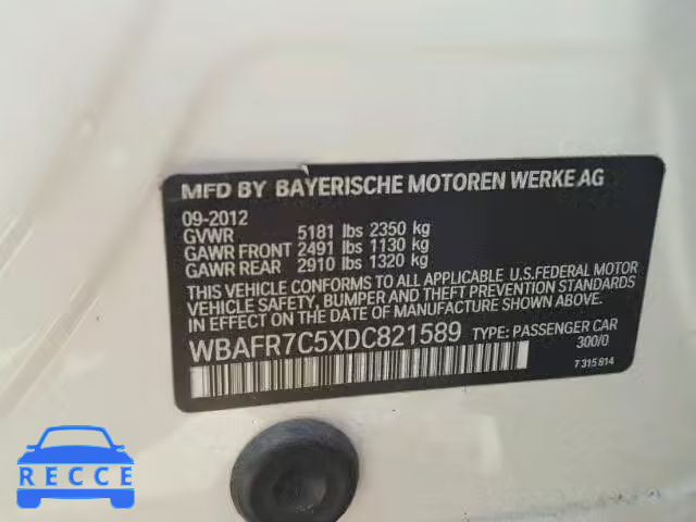 2013 BMW 535 I WBAFR7C5XDC821589 зображення 9