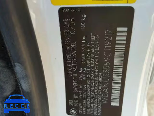 2009 BMW 528 I WBANU53559C119217 image 9