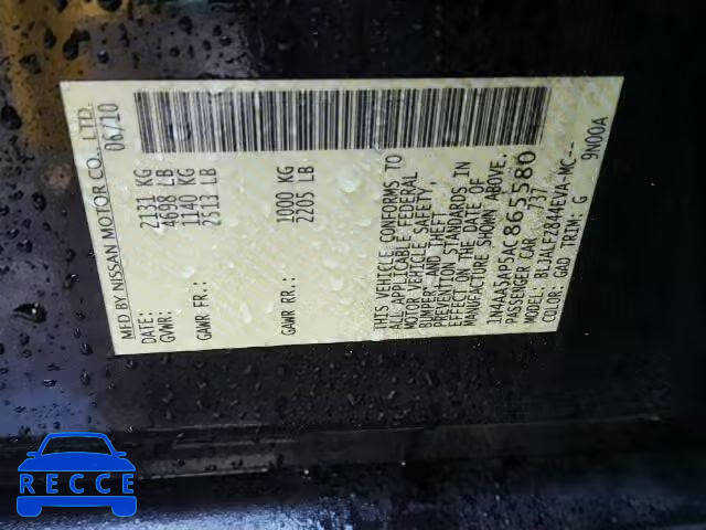 2010 NISSAN MAXIMA S 1N4AA5AP5AC865580 image 9