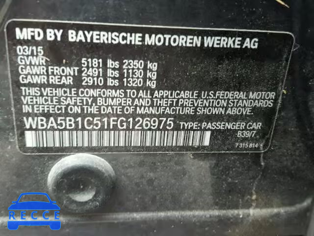 2015 BMW 535 WBA5B1C51FG126975 Bild 9