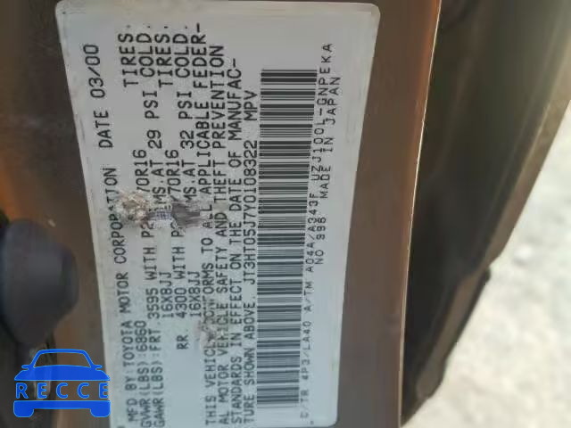 2000 TOYOTA LAND CRUIS JT3HT05J7Y0108322 image 9