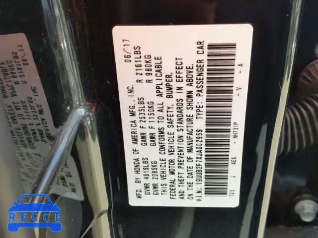 2018 ACURA TLX 19UUB2F7XJA002959 Bild 9