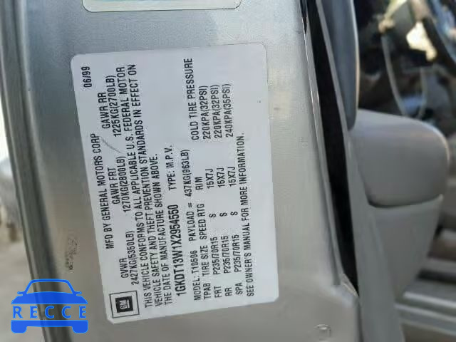 1999 GMC ENVOY 1GKDT13W1X2954550 image 9
