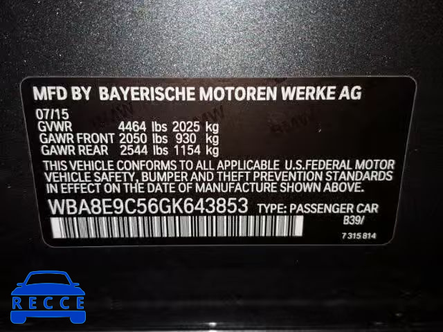 2016 BMW 328 WBA8E9C56GK643853 image 9