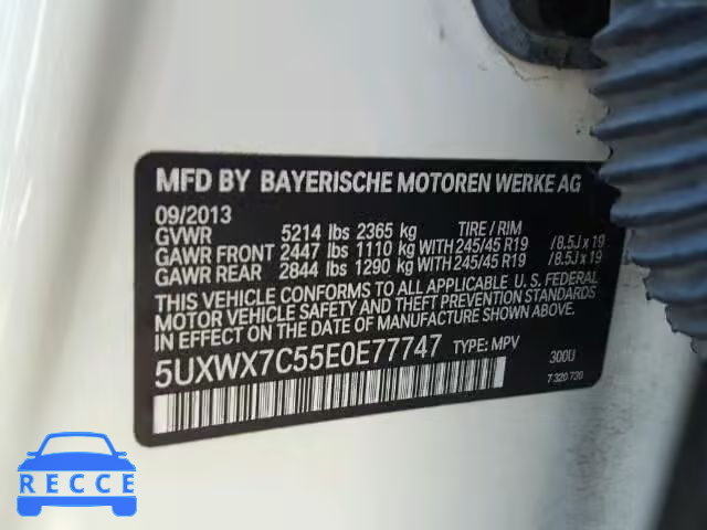2014 BMW X3 XDRIVE3 5UXWX7C55E0E77747 image 9