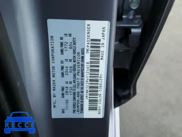 2004 MAZDA 3 S JM1BK323941124618 image 9