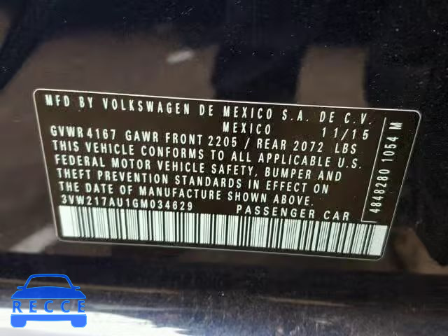 2016 VOLKSWAGEN GOLF 3VW217AU1GM034629 image 9