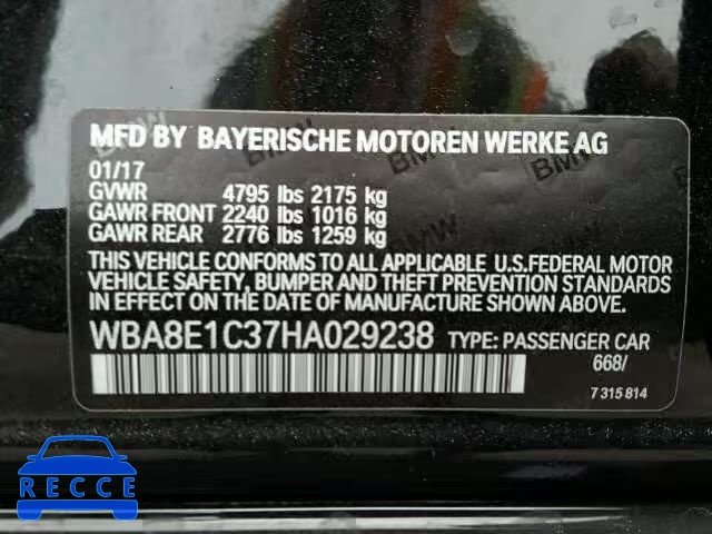 2017 BMW 330E WBA8E1C37HA029238 image 9