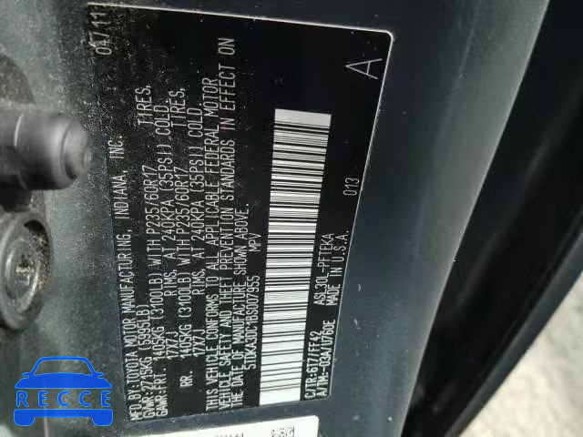 2011 TOYOTA SIENNA BAS 5TDKA3DC1BS007955 image 9
