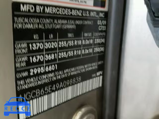 2009 MERCEDES-BENZ R 350 4MAT 4JGCB65E49A098838 image 9