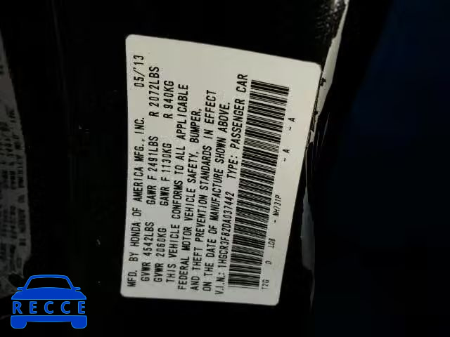 2013 HONDA ACCORD EXL 1HGCR3F82DA037442 зображення 9