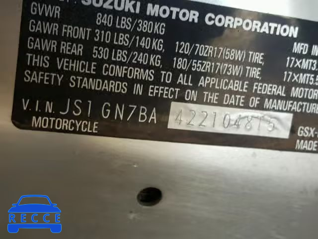 2002 SUZUKI GSX-R600 JS1GN7BA422104815 image 9